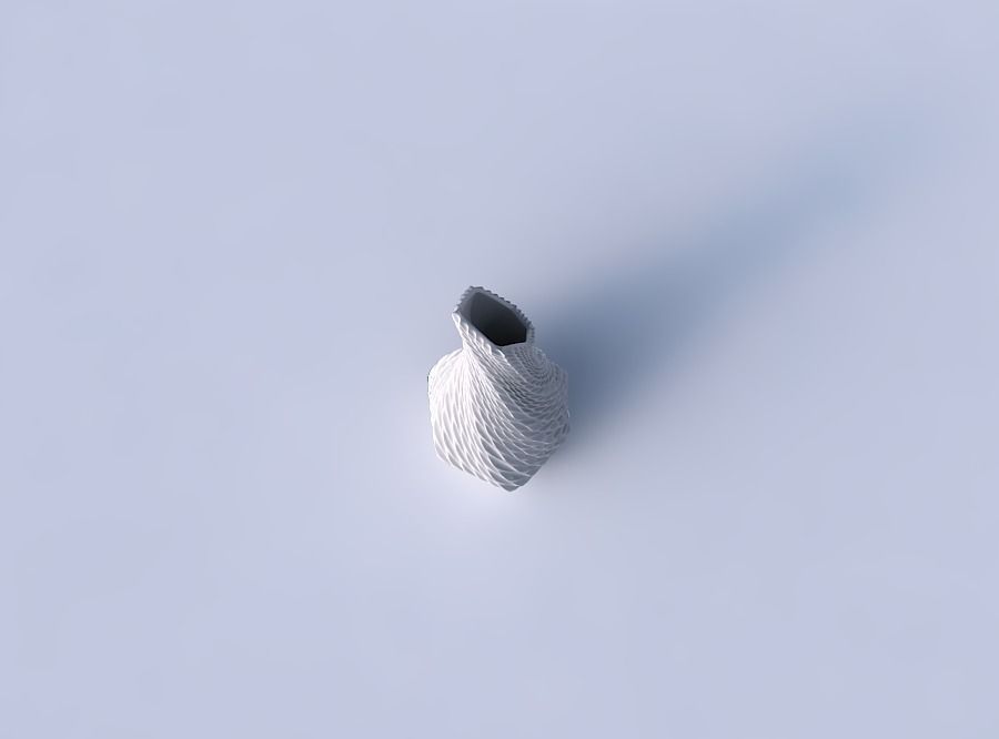 Vase twisted top bent hexagon 2 with bent extruded pattern 3D print model_2