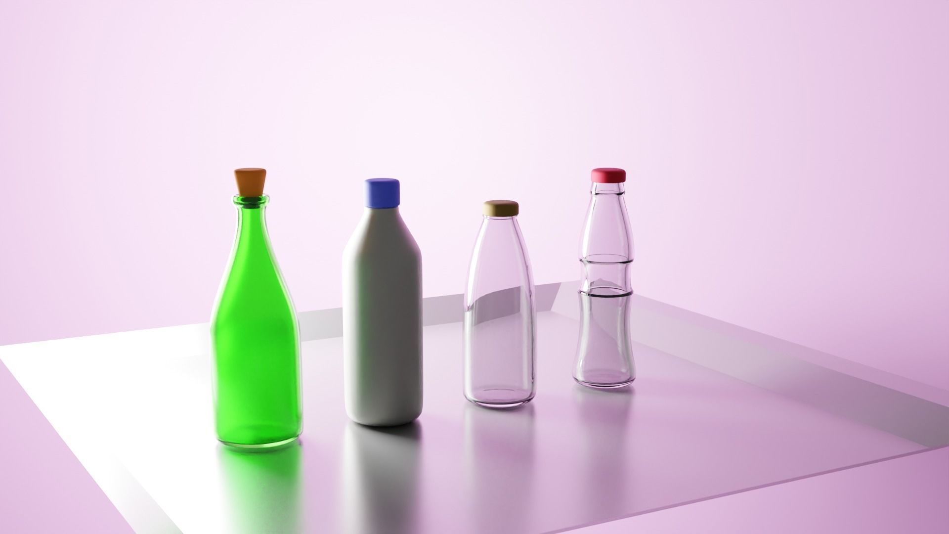 Bottles 3D different 3D model_1
