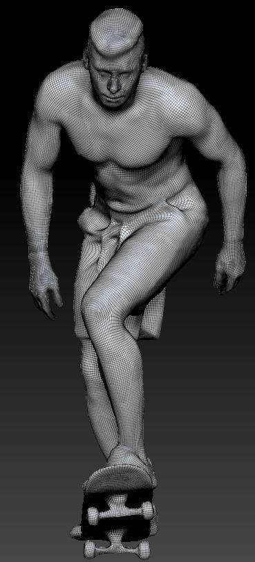 Shirtless man riding on a skateboard 191 Low-poly 3D model_5