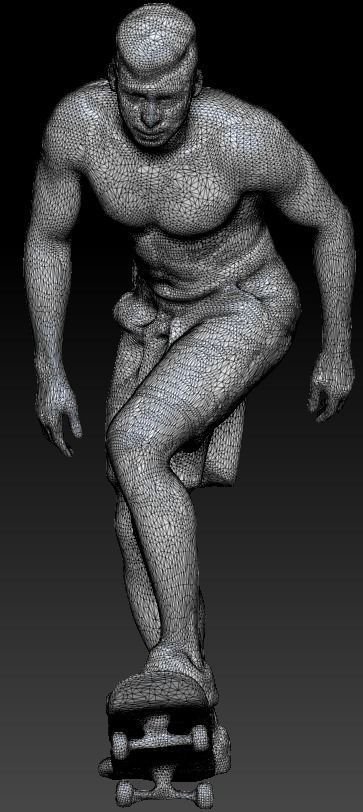 Shirtless man riding on a skateboard 191 Low-poly 3D model_7