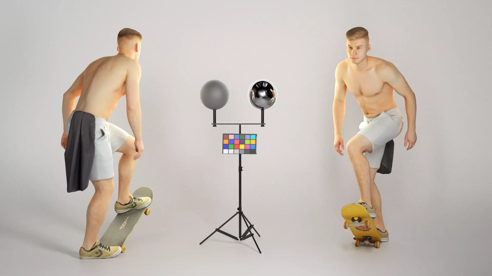 Shirtless man riding on a skateboard 191 Low-poly 3D model_0