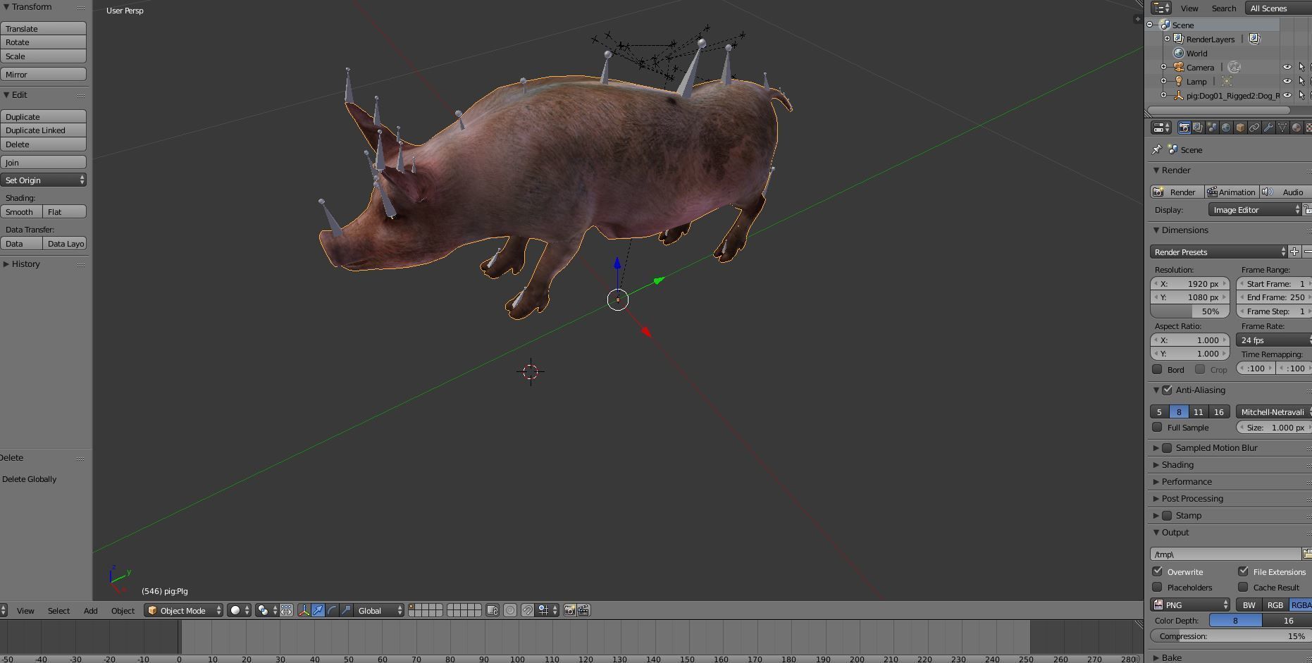 Pig Rigged  Animated 3D model Low-poly 3D model_17