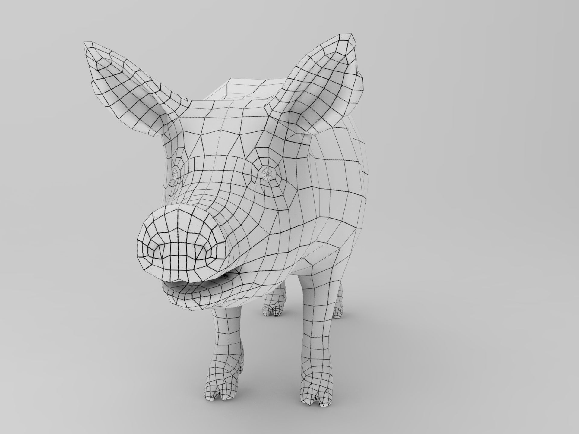 Pig Rigged  Animated 3D model Low-poly 3D model_21