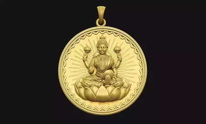 Laxmi Coin Pendant 3D print model