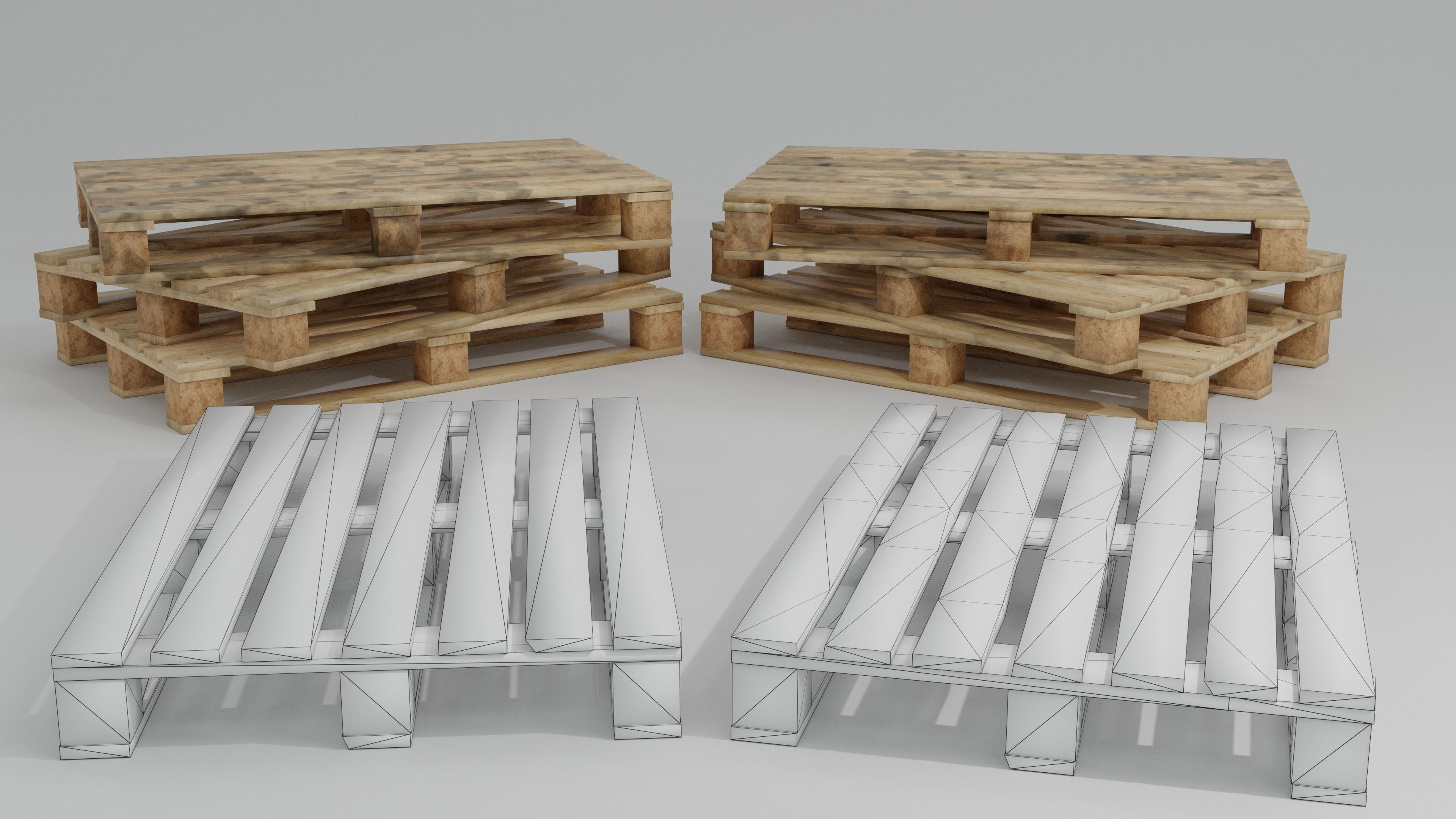 Wooden pallet low poly Free low-poly 3D model_6