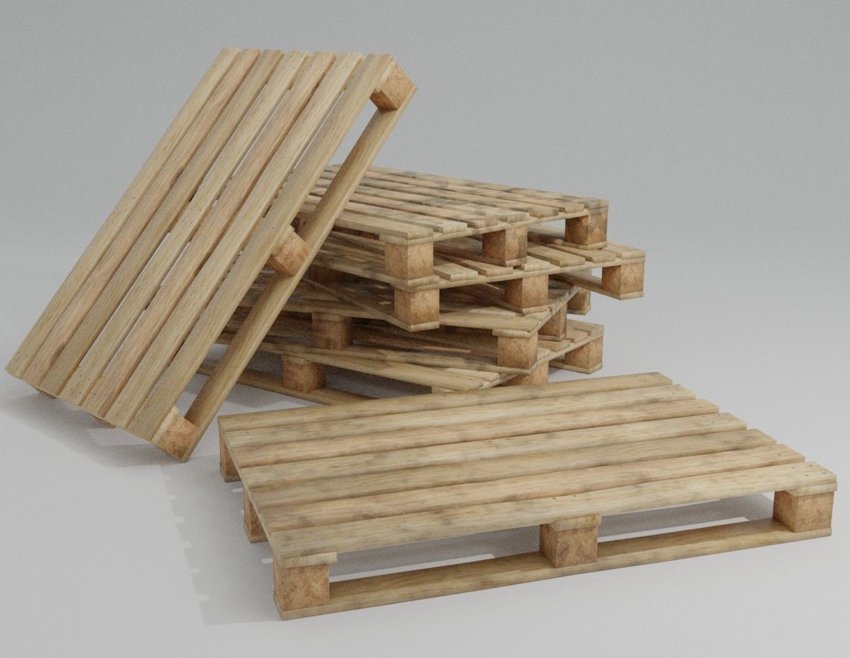 Wooden pallet low poly Free low-poly 3D model_2