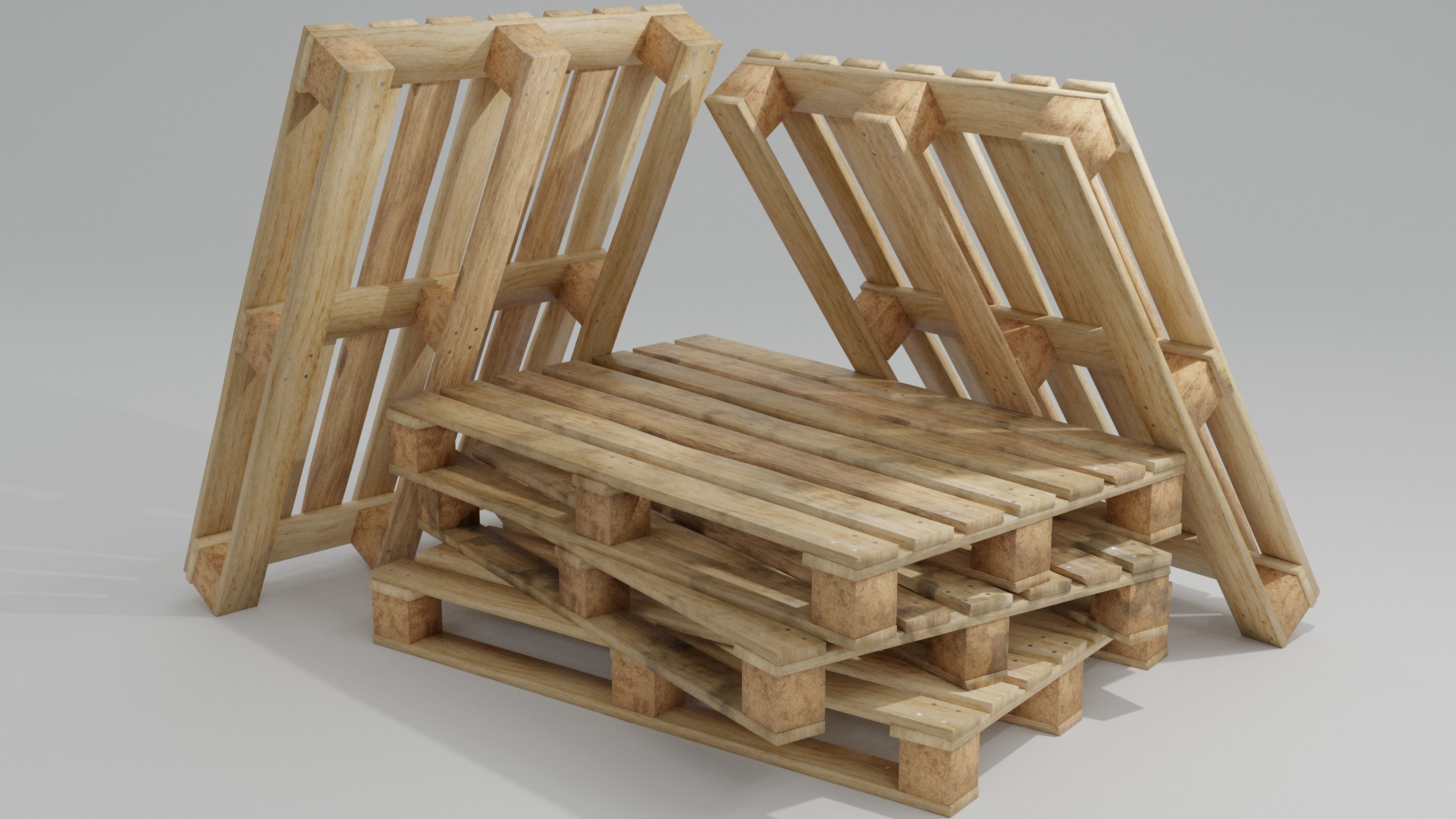 Wooden pallet low poly Free low-poly 3D model_1