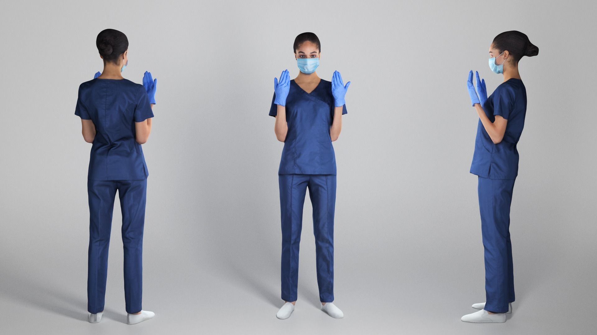 Young nurse in a sterile surgical mask and gloves 204 Low-poly 3D model_2