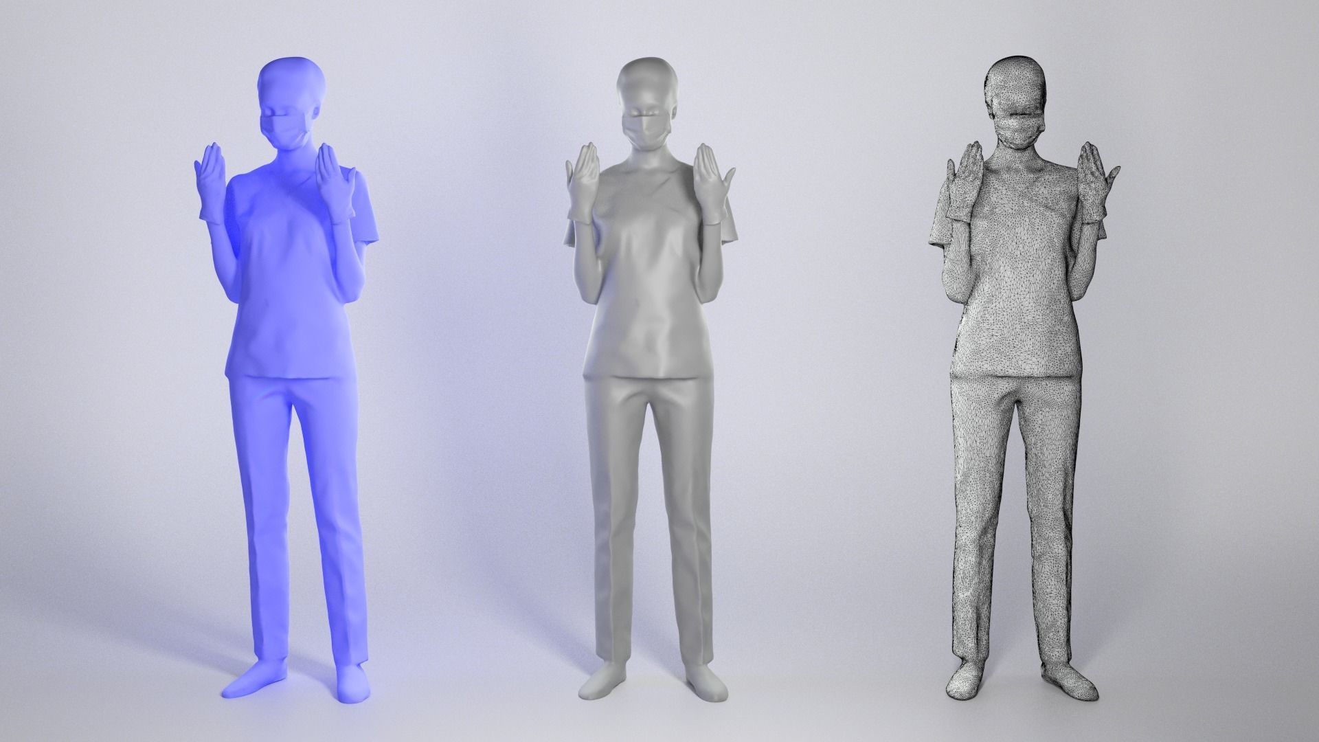 Young nurse in a sterile surgical mask and gloves 204 Low-poly 3D model_3