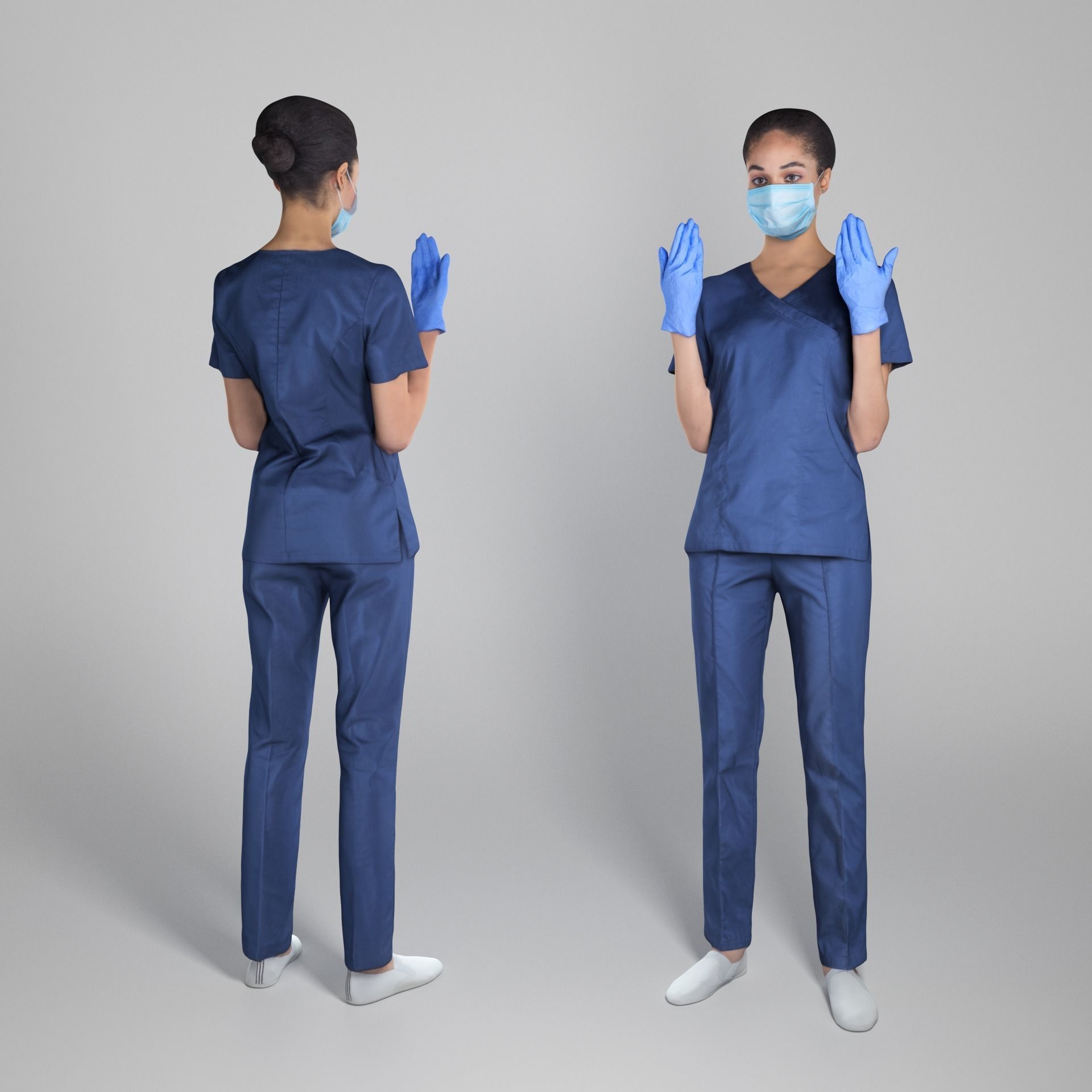 Young nurse in a sterile surgical mask and gloves 204 Low-poly 3D model_1