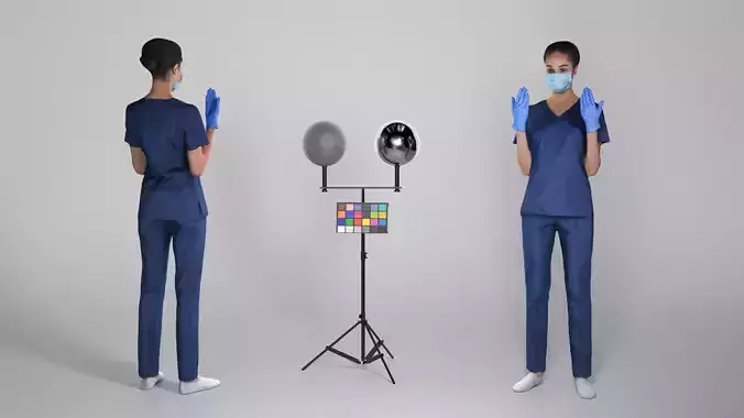 Young nurse in a sterile surgical mask and gloves 204 Low-poly 3D model