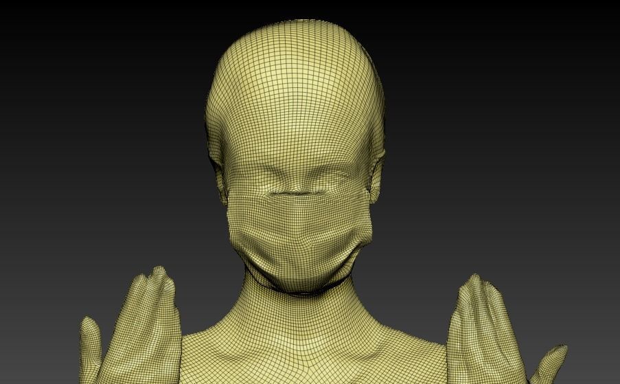Young nurse in a sterile surgical mask and gloves 204 Low-poly 3D model_4