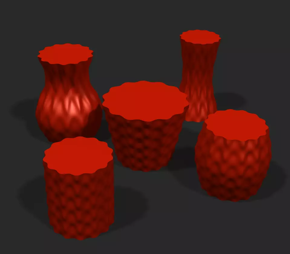 Cups and vases - wavy surface 3D print model