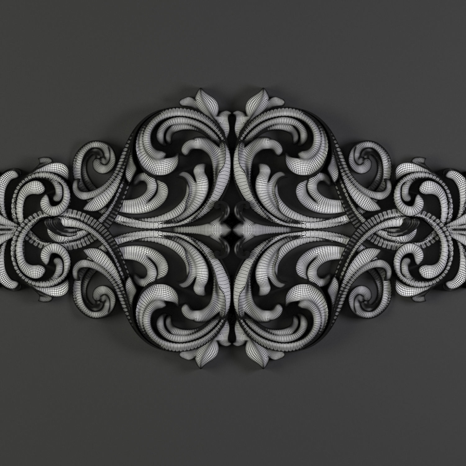 Decorative Floral Ornament-01 3D model_4