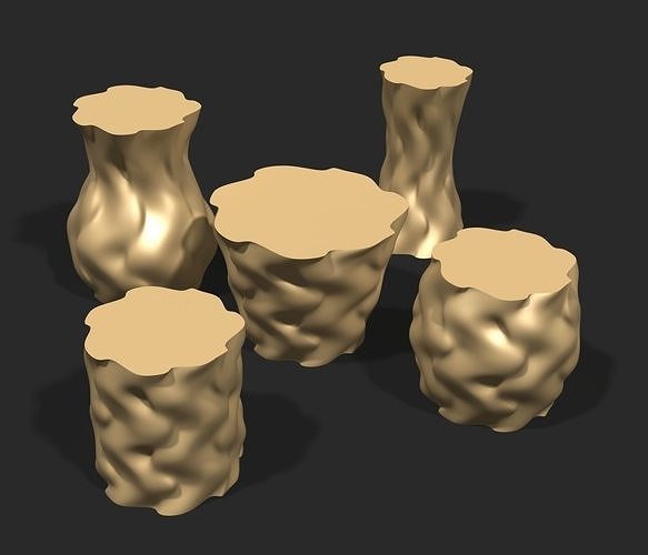 Cups and vases - wavy surface 2 3D print model