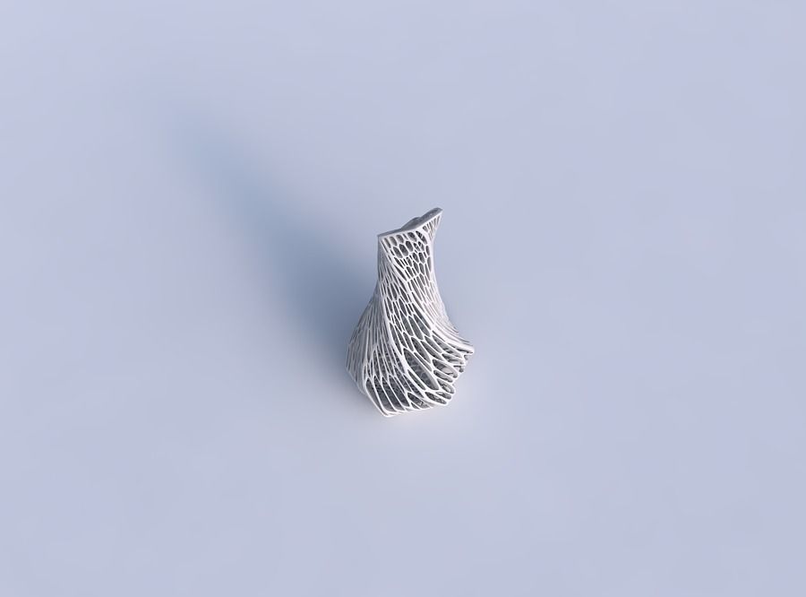 Vase twisted top bent hexagon 2 with organic lattice and tapp... 3D print model_1