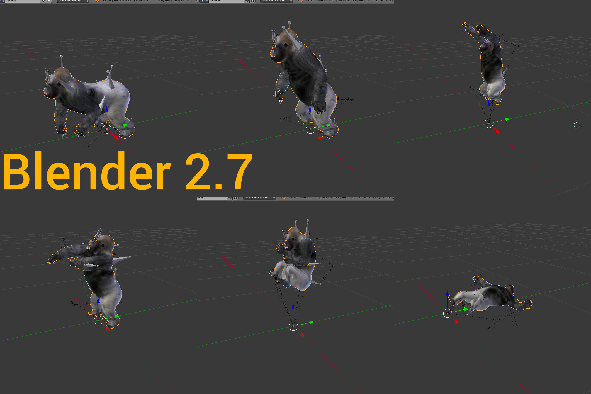 3D Model Gorilla Animated and Rigged Low-poly 3D model_16