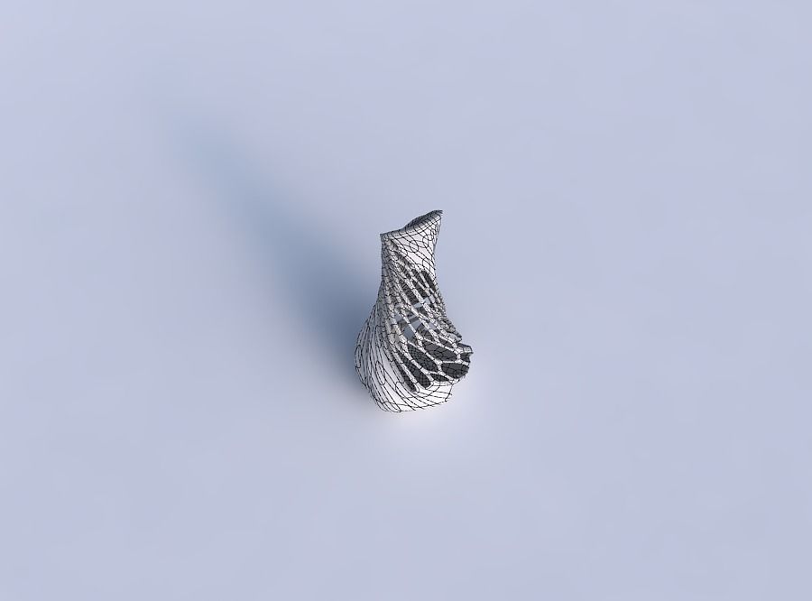 Vase twisted top bent hexagon 2 with organic lattice half solid 3D print model_6