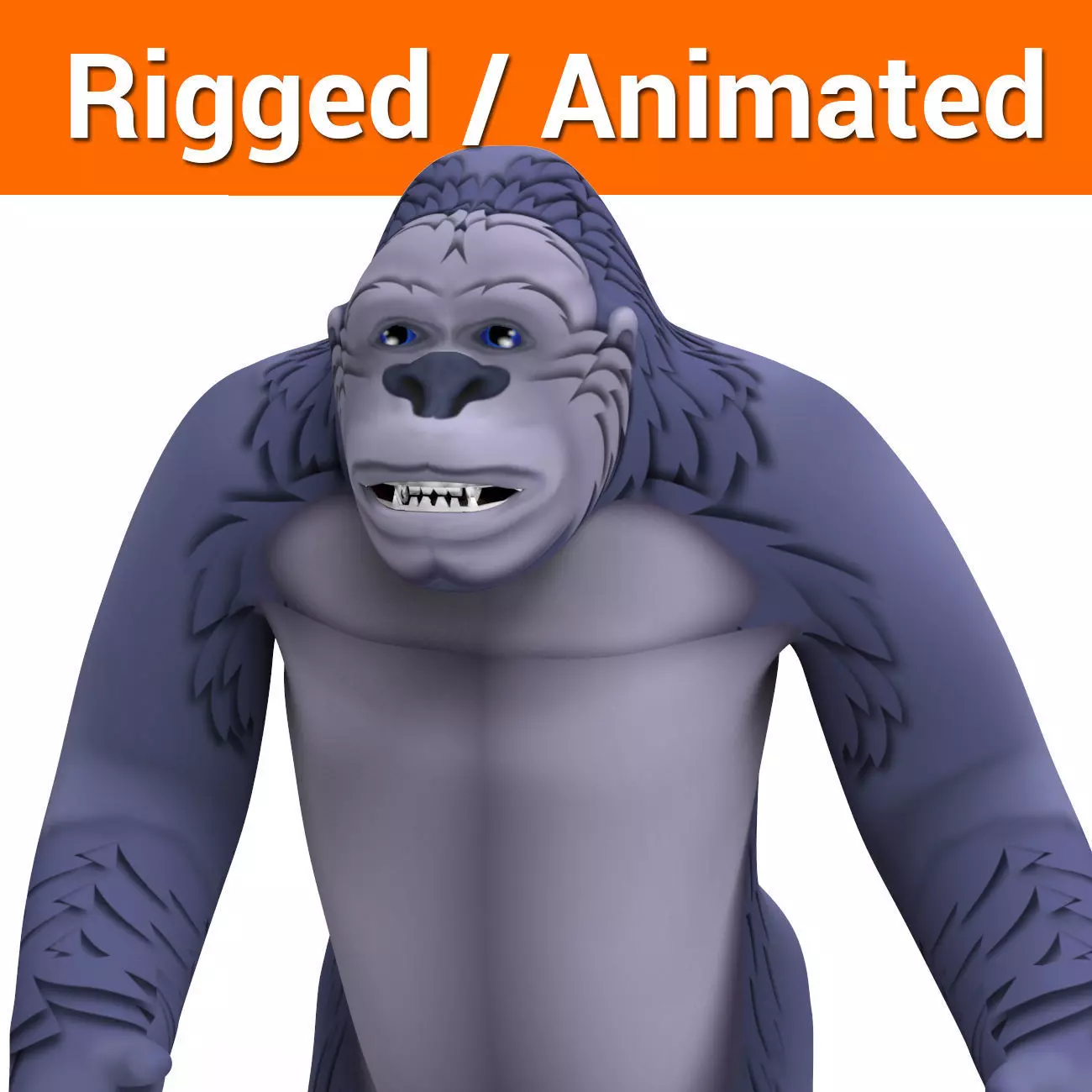 3D Cartoon Gorilla rigged and animated Low-poly 3D model