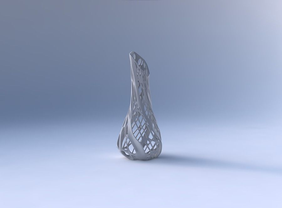 Vase twisted top bent hexagon 2 with organic lattice with sol... 3D print model_4