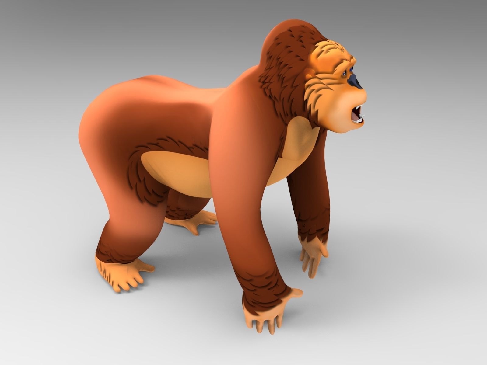 3D Cartoon Model Gorilla Animated and Rigged Low-poly 3D model_2
