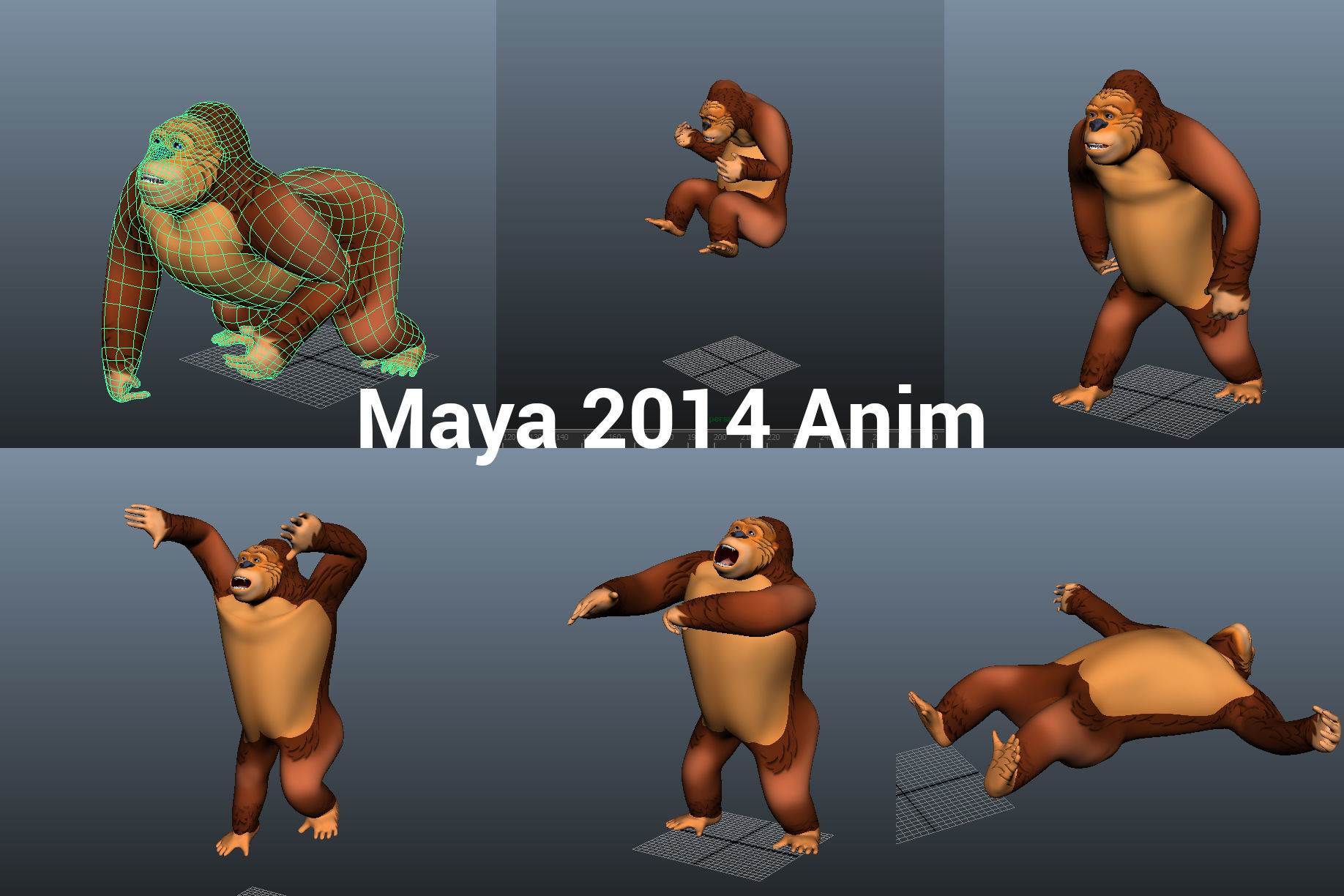 3D Cartoon Model Gorilla Animated and Rigged Low-poly 3D model_16