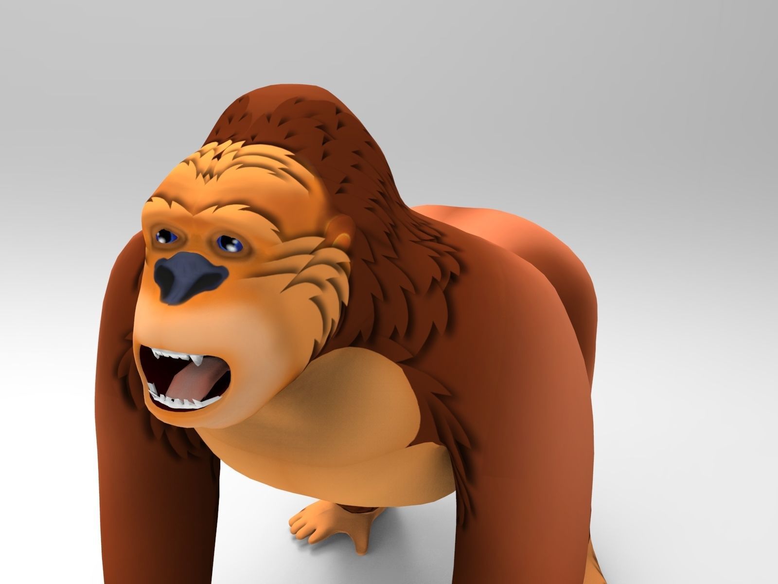3D Cartoon Model Gorilla Animated and Rigged Low-poly 3D model_9