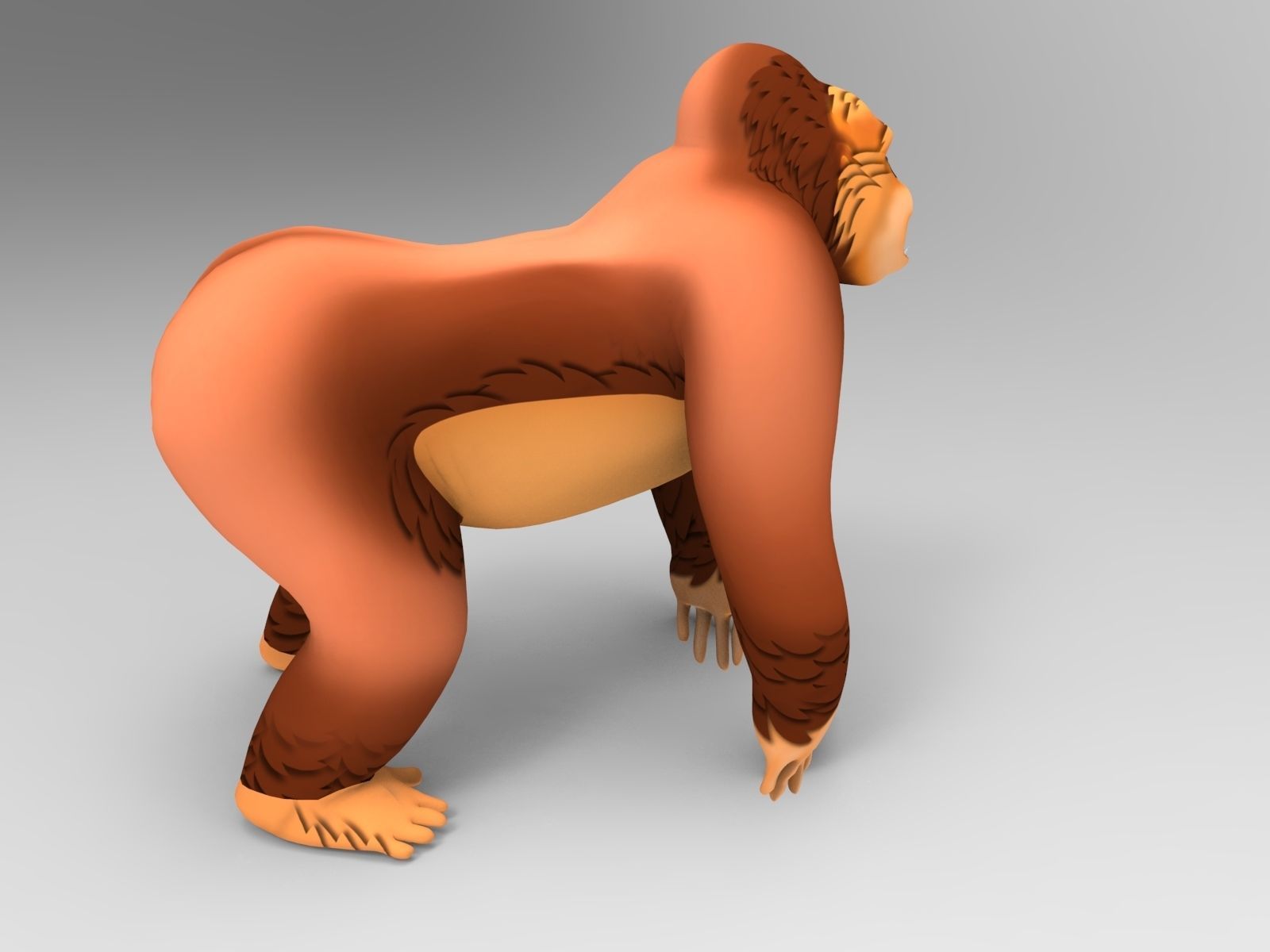 3D Cartoon Model Gorilla Animated and Rigged Low-poly 3D model_3