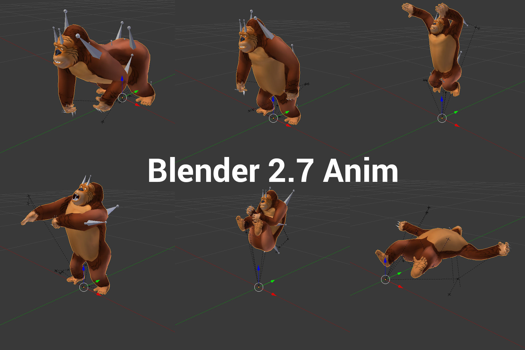 3D Cartoon Model Gorilla Animated and Rigged Low-poly 3D model_18