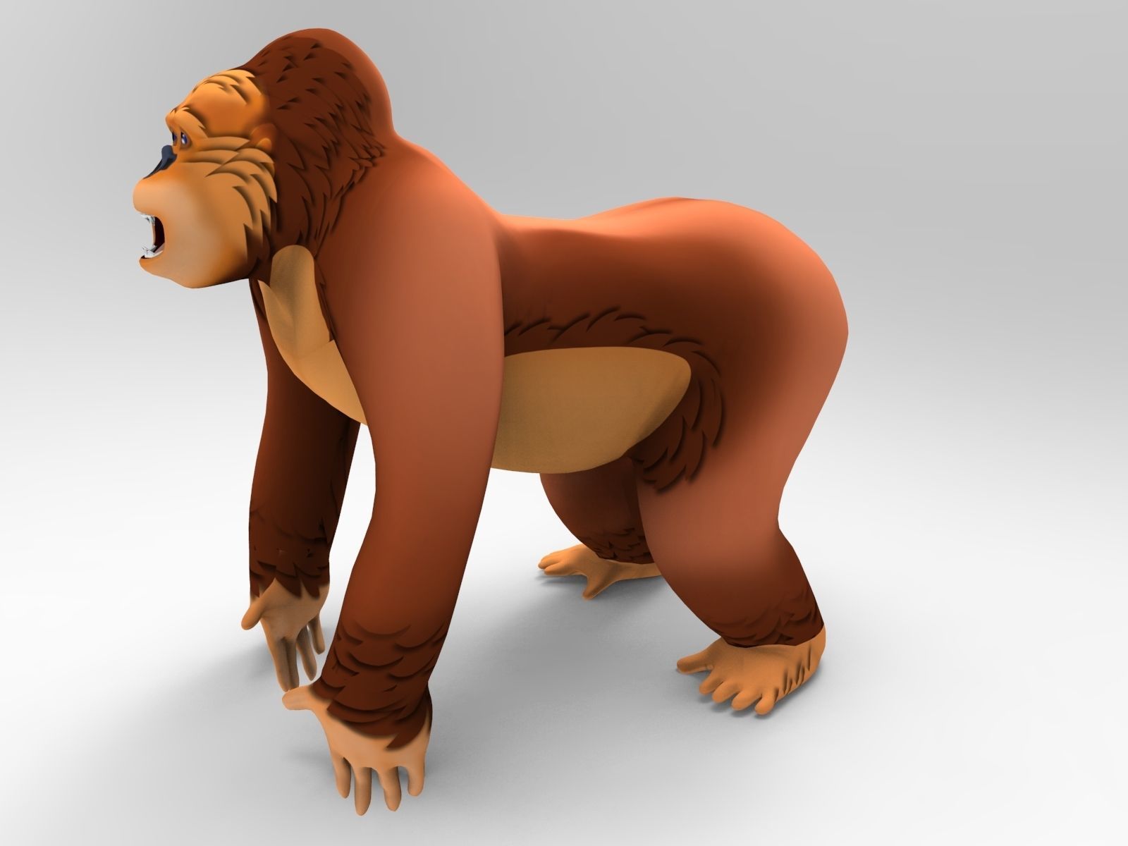 3D Cartoon Model Gorilla Animated and Rigged Low-poly 3D model_7