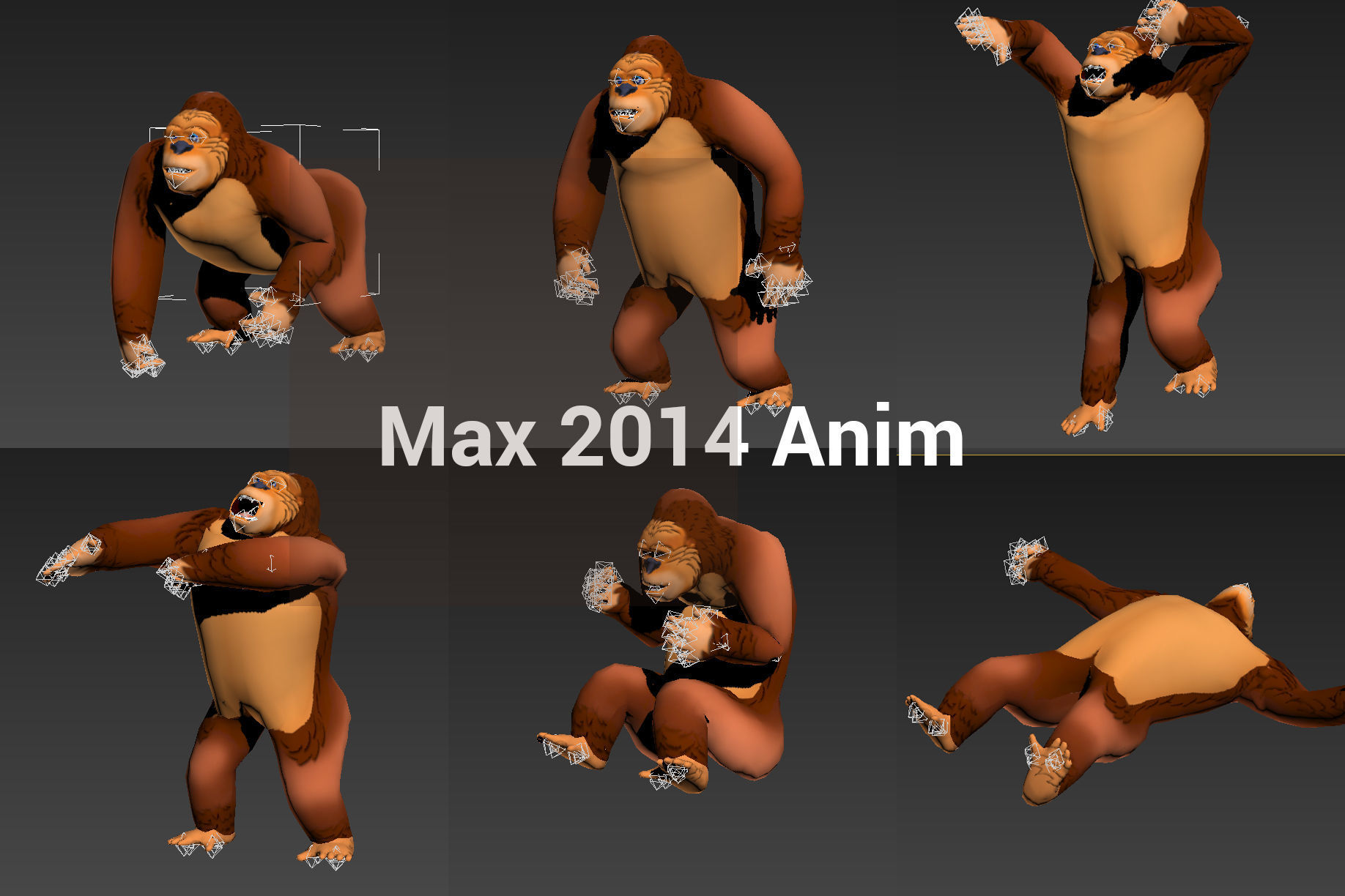 3D Cartoon Model Gorilla Animated and Rigged Low-poly 3D model_17