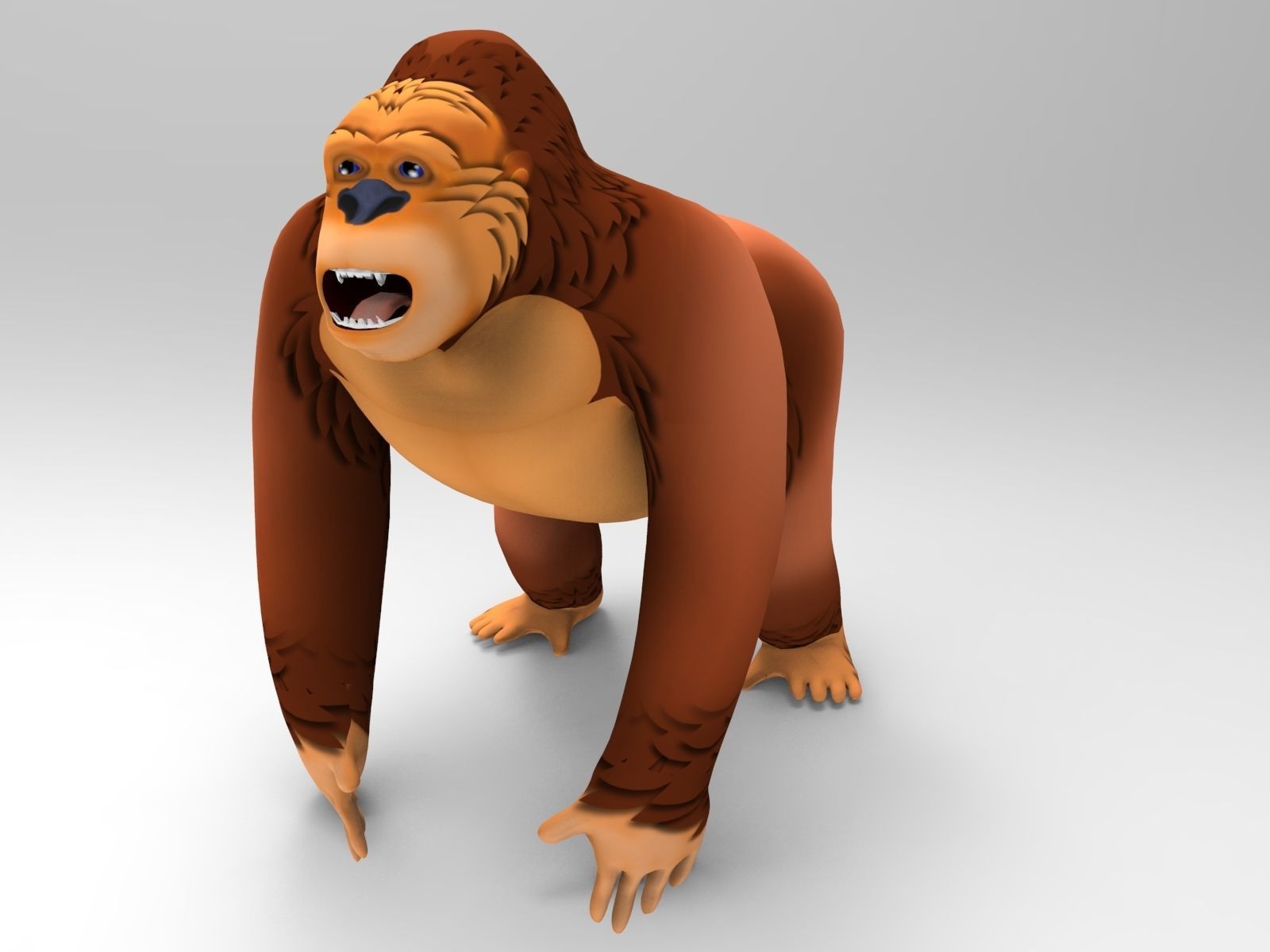 3D Cartoon Model Gorilla Animated and Rigged Low-poly 3D model_8