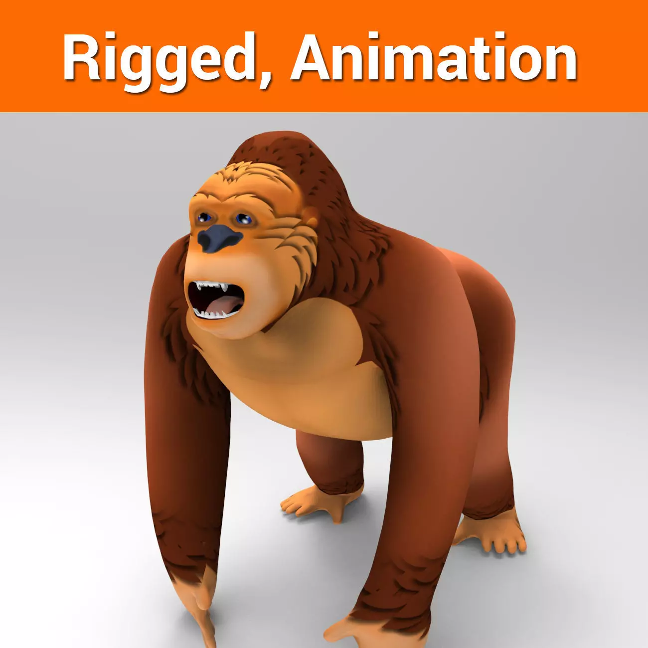 3D Cartoon Model Gorilla Animated and Rigged Low-poly 3D model_0