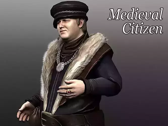 Medieval Citizen Low-poly 3D model