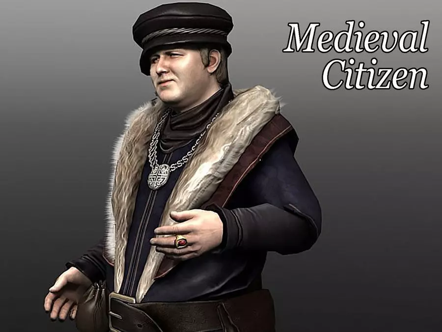 Medieval Citizen Low-poly 3D model_0