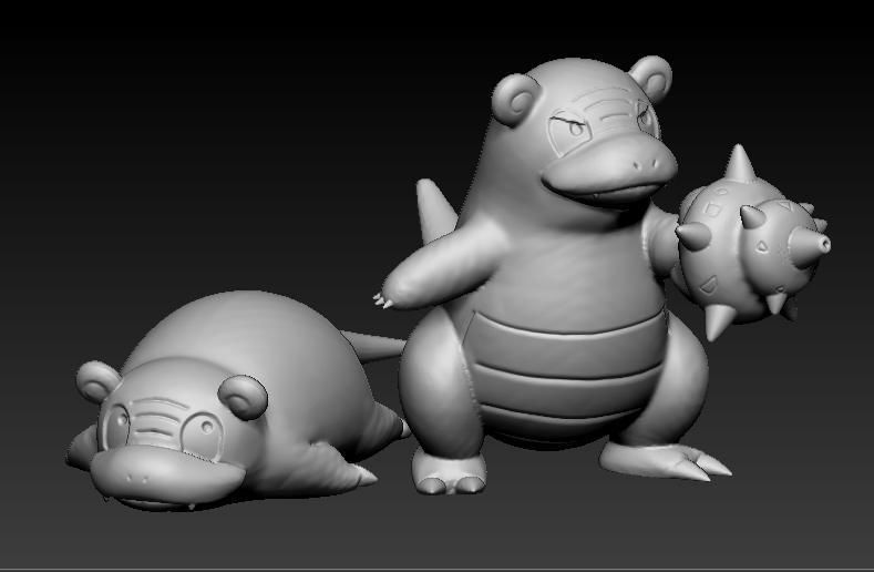 Pokemon Galarian Slowpoke and Slowbro 3D Print Model 3D print model_1