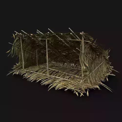 TRIBAL JUNGLE PRIMAL SHELTER HUT HOUSE LEAF TREE SURVIVAL AAA Low-poly 3D model