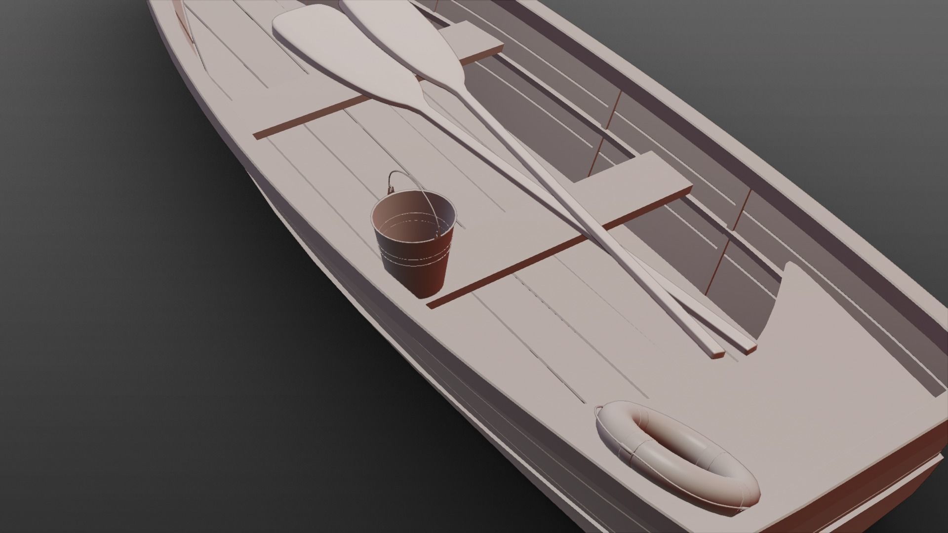 Wooden Boat Low-poly 3D model_10