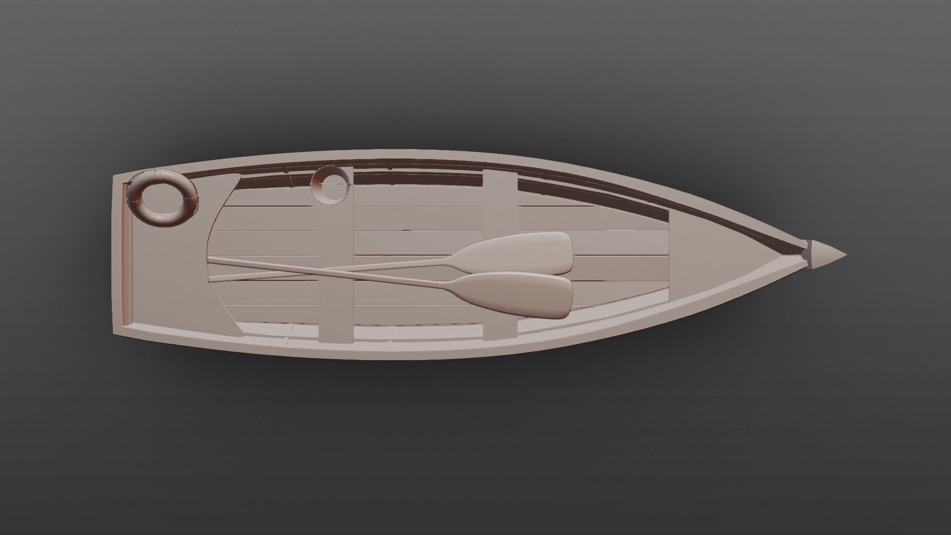 Wooden Boat Low-poly 3D model_13
