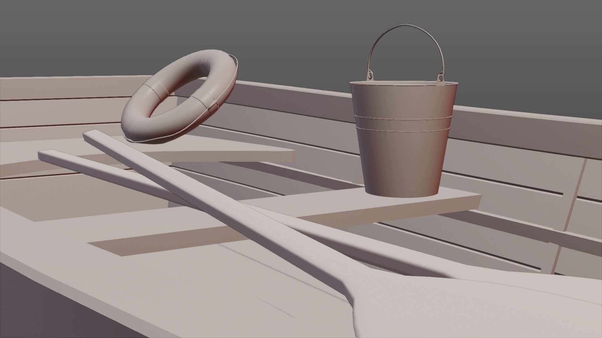 Wooden Boat Low-poly 3D model_16