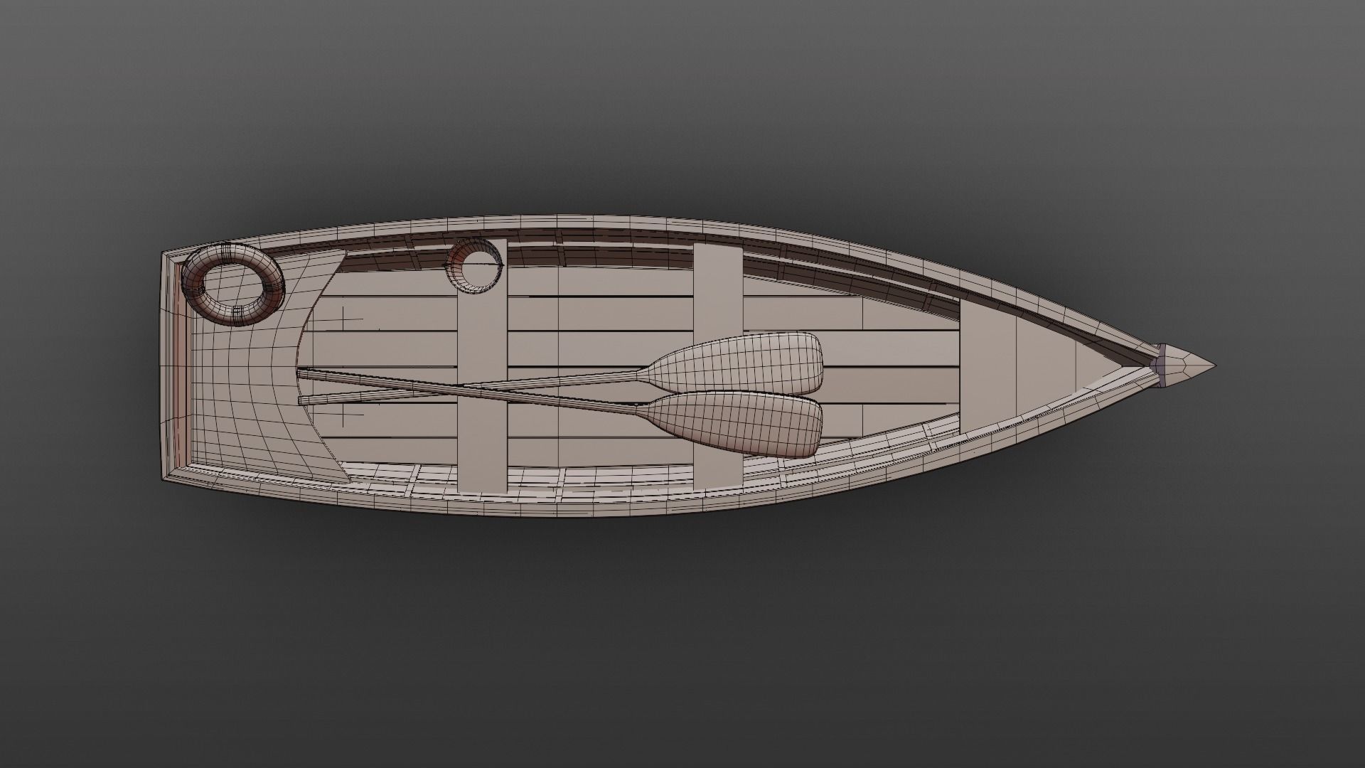 Wooden Boat Low-poly 3D model_14