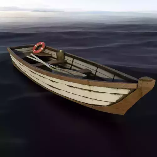 Wooden Boat Low-poly 3D model