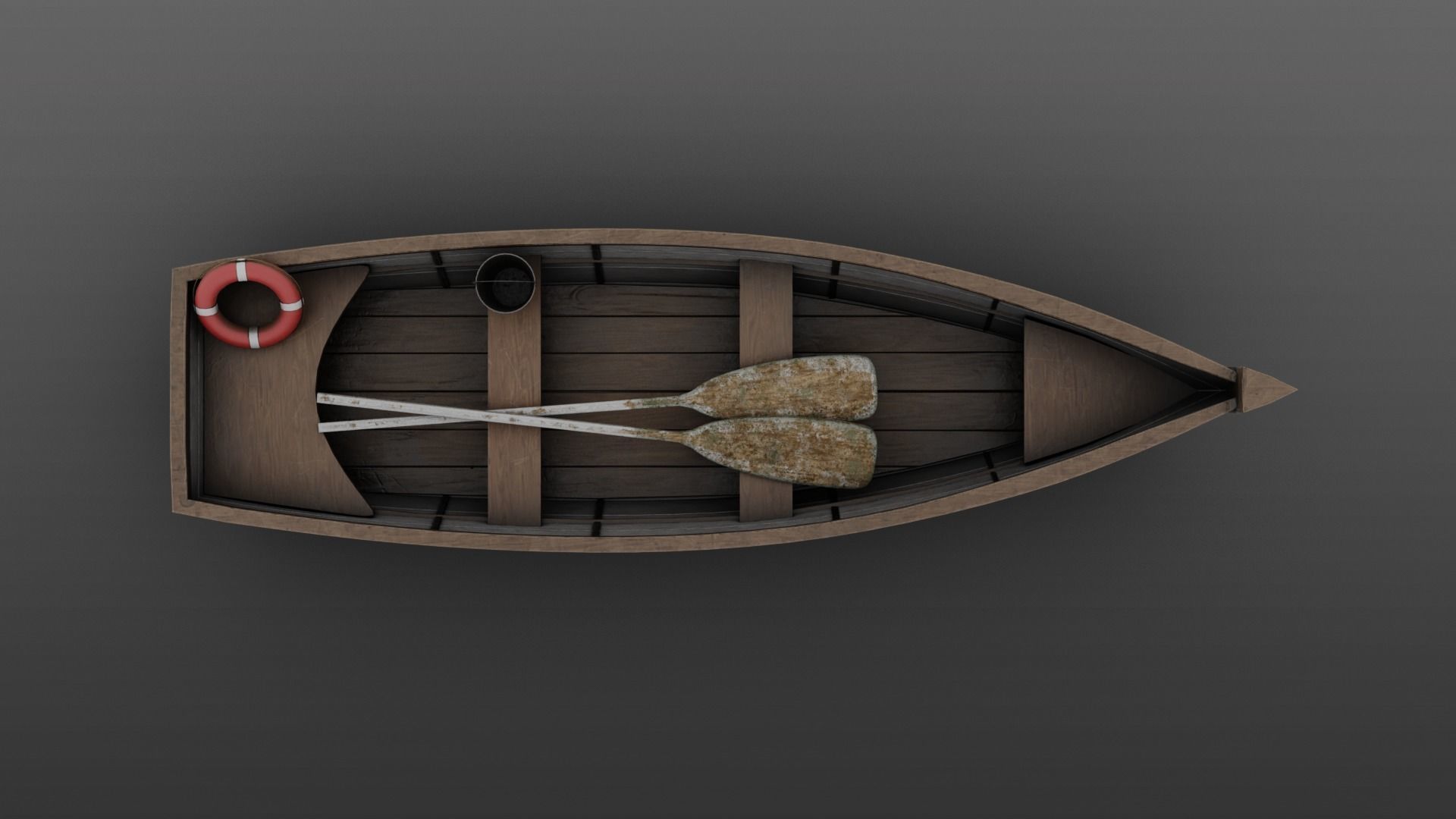 Wooden Boat Low-poly 3D model_12