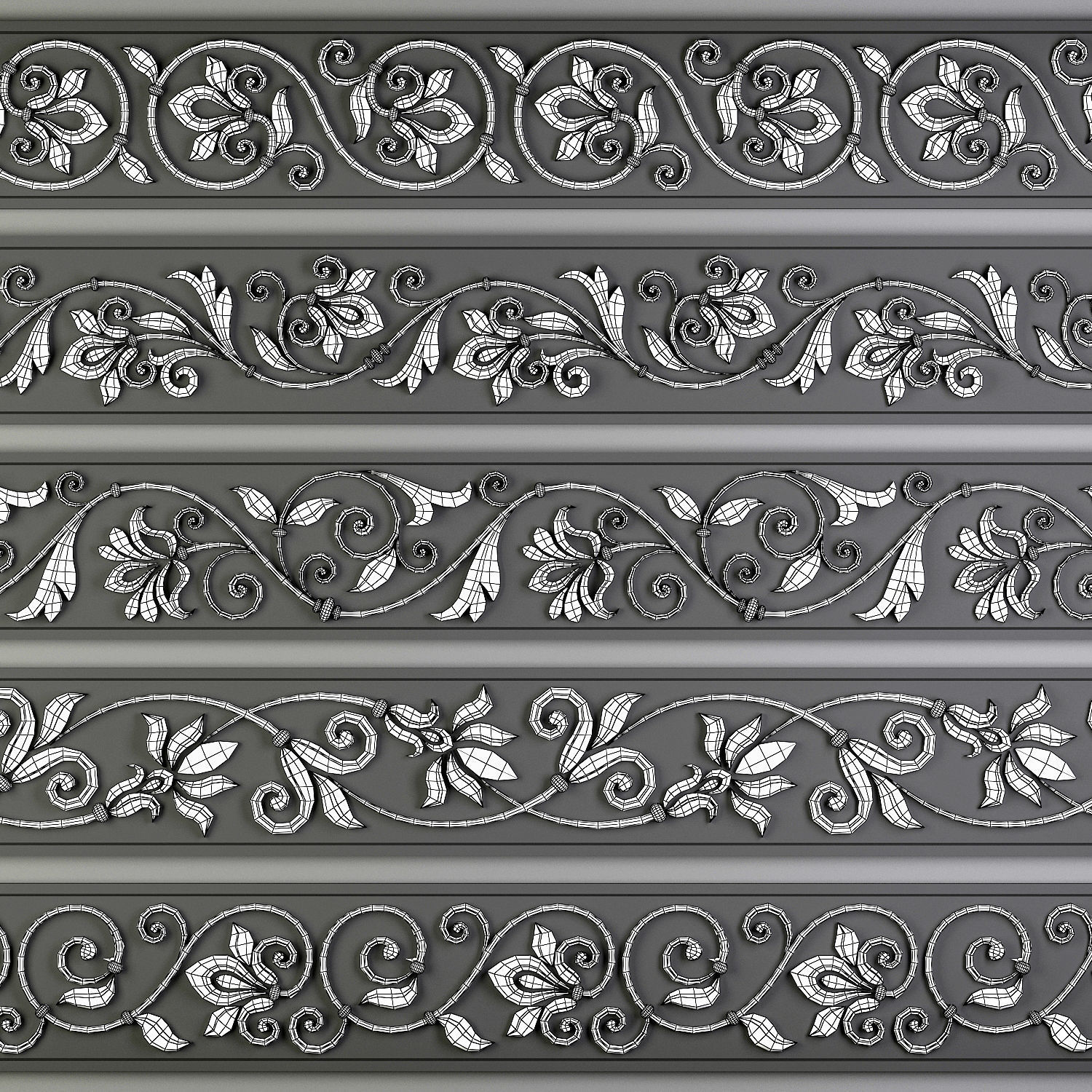 5 Decorative Seamless Trim Ornament Alpha and Brush 3D model_6