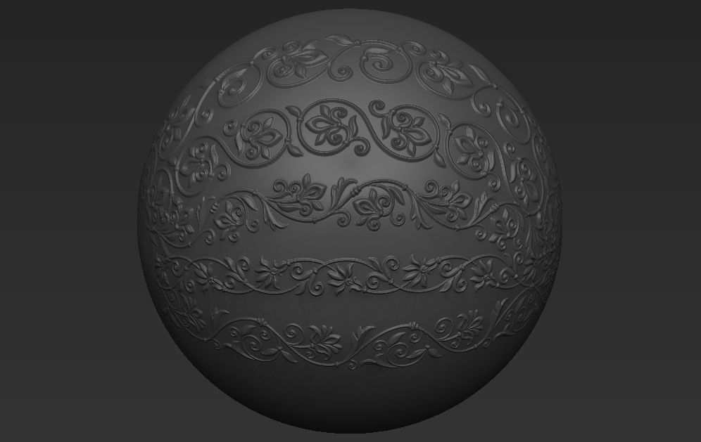 5 Decorative Seamless Trim Ornament Alpha and Brush 3D model_1