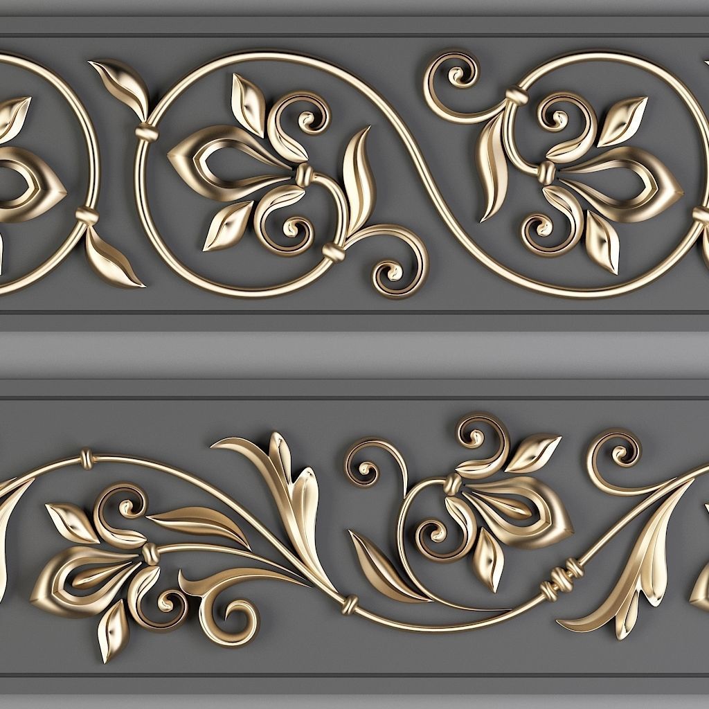 5 Decorative Seamless Trim Ornament Alpha and Brush 3D model_4