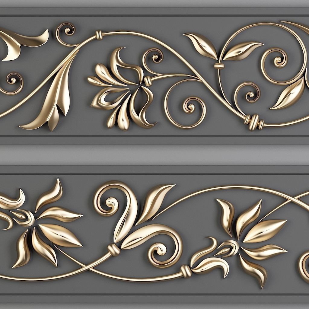 5 Decorative Seamless Trim Ornament Alpha and Brush 3D model_5
