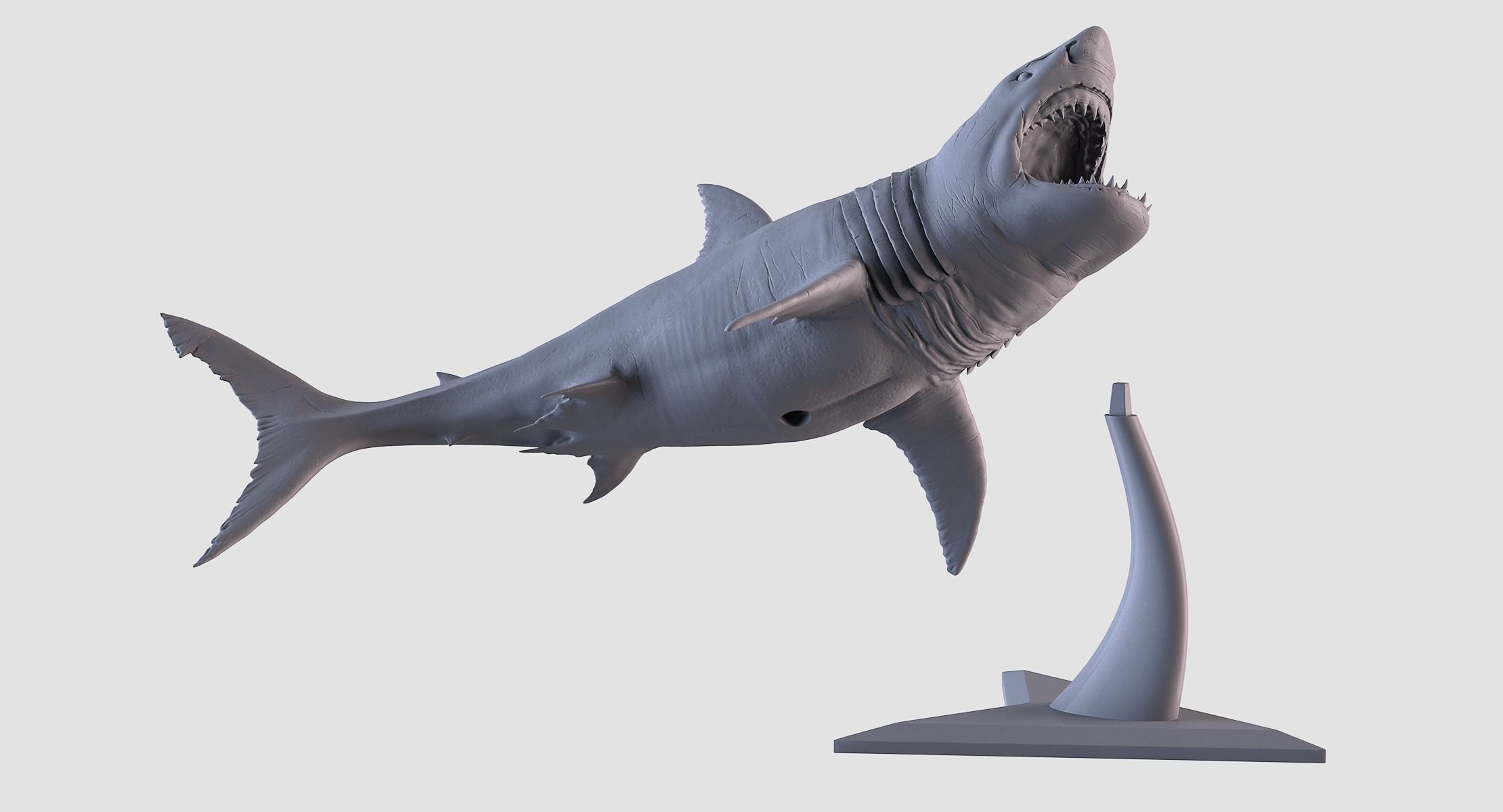 White Shark Statue 3D print model_4