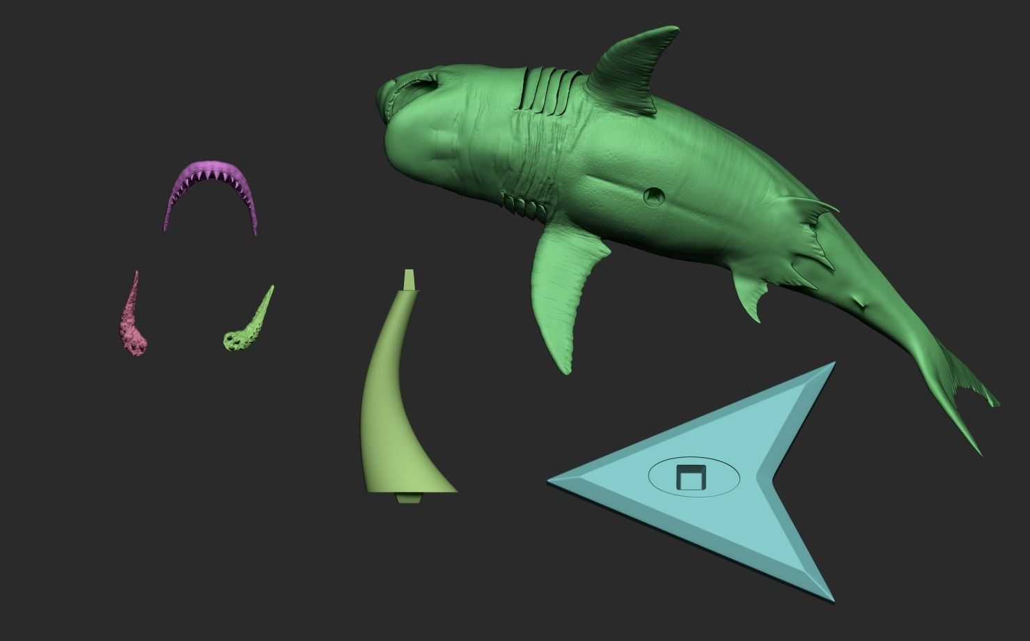 White Shark Statue 3D print model_14