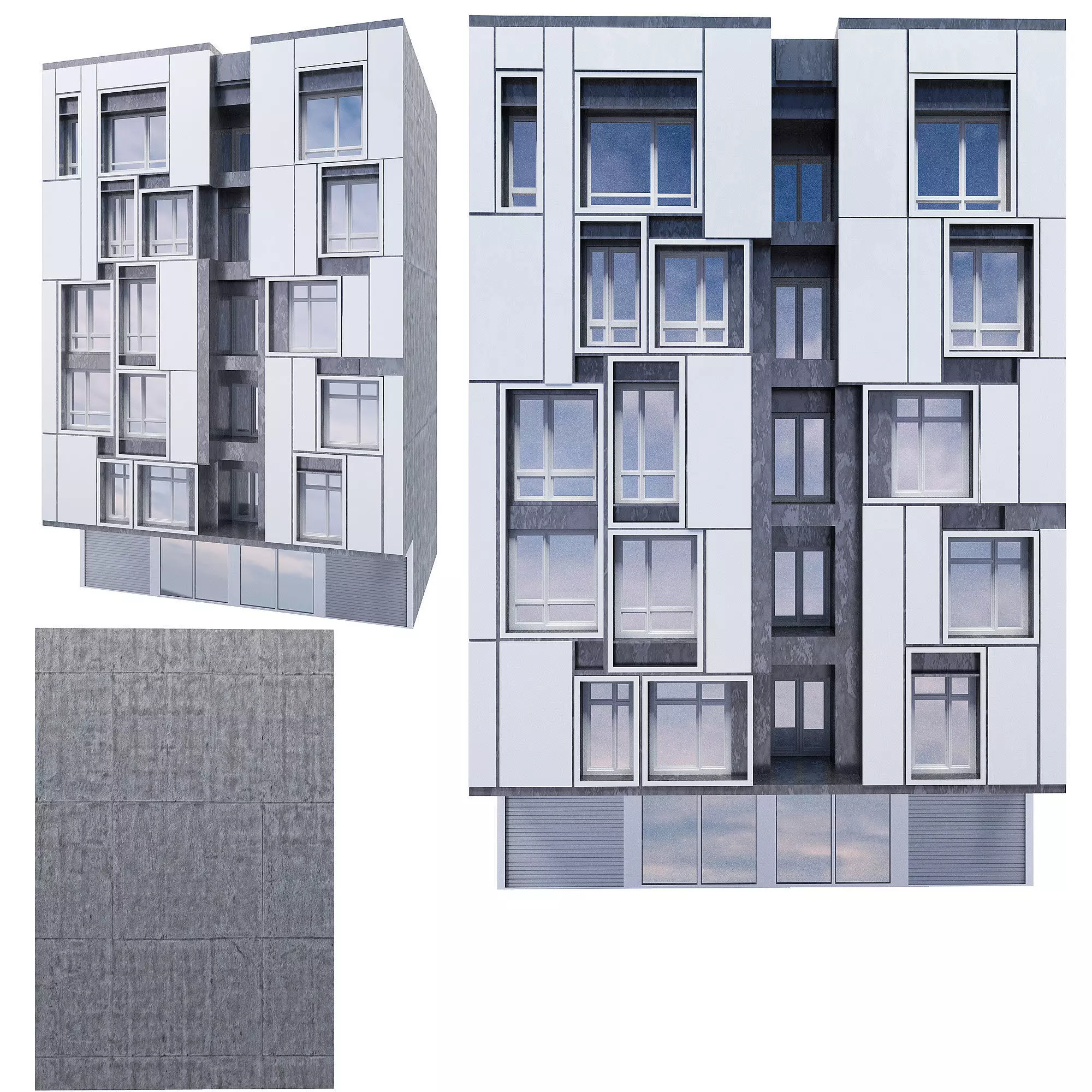 Low poly building modern apartment Low-poly 3D model_0